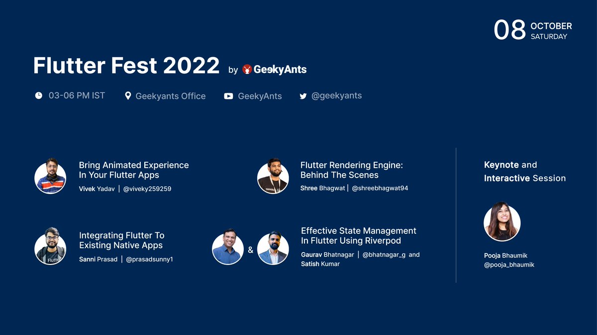 One day to go for the #FlutterFest! 💙

Flutter enthusiast or not, you wouldn't want to miss this day jam-packed with all things #Flutter. 
Here's a peek into the detailed agenda of the day 📃

Join us here - youtube.com/watch?v=uyiodo…

See you on Saturday!

#fluttedev #event #tech