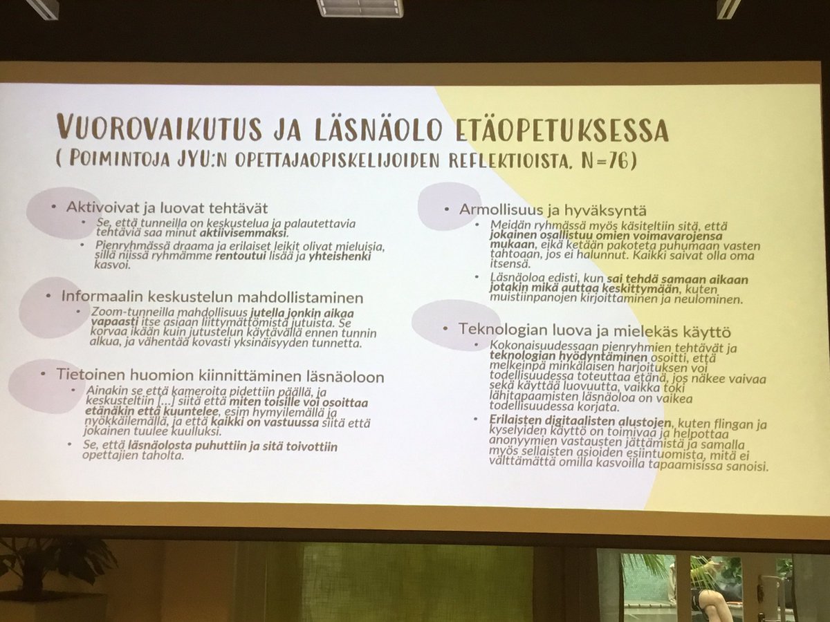 MatleenaLaakso's tweet image. Vuorovaikutus ja läsnäolo verkossa @JAMK_AOKK ja @jyu_okl #itk2022