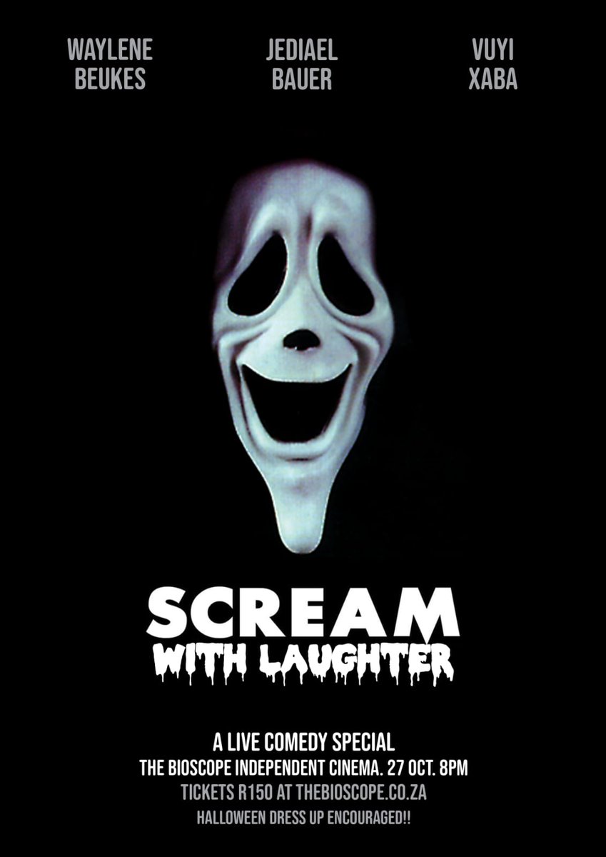 vuyixaba's tweet photo. Join my brilliant friends and I for an unforgettable experience. 

The scariest comedy show SA 🇿🇦 has seen. No tricks, only treats! 

Come dressed up 👻🎙 #Halloween Get your Tickets. Info on Poster
 @waybeline1 @Jedbauer4 https://t.co/fFexD16pZg