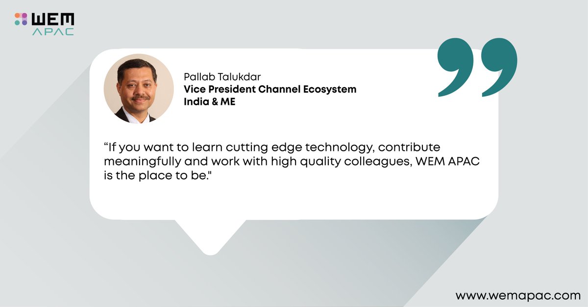 WemApac's tweet photo. Here's what Pallab Talukdar has to say on why one should join WEM APAC! To learn more, visit https://t.co/292UN9mHdq
#WeAreWEMAPAC #LifeAtWEMAPAC
#NoCode #workculture #work #workplace #wemapac https://t.co/SM0QltJCqP