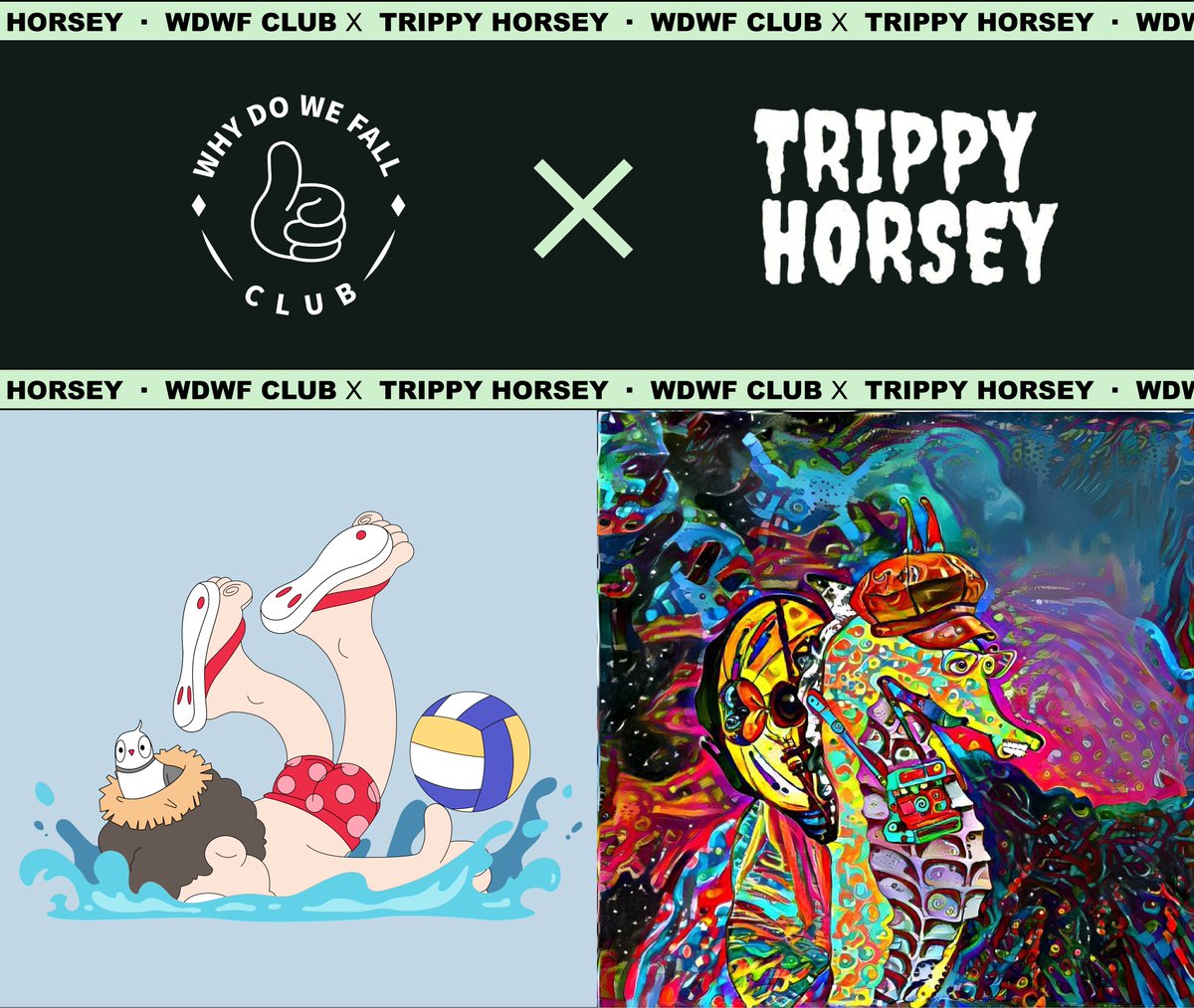WDWFClub_NFT's tweet photo. 🎉WhyDoWeFall Club x Trippy Horsey🎉

🎁Collab Giveaway🎁 

🏆Prizes:
10x WL from @WDWFClub_NFT
10x WL from @TrippyHorsey

To Enter:
1️⃣Follow @WDWFClub_NFT and @TrippyHorsey
2️⃣RT &amp; ❤️
3️⃣Tag 3 friends
End in 48h⏰ 

#NFT #NFTs #NFTGiveaways #FreeMints #NFTCommunity https://t.co/lFKQkdnl4i