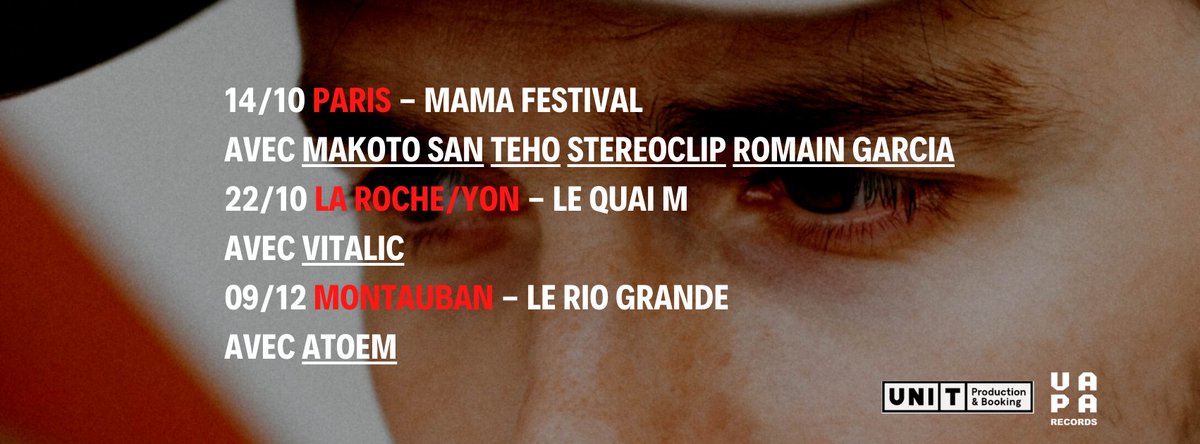 vapa_music's tweet photo. Avant de te parler de mon prochain single, je te partage le programme de cette fin d'année 🔥😍

14/10 #PARIS @MaMAevent avec #MakotoSan #Teho #Stereoclip #RomainGarcia 💥

22/10 #LAROCHE avec @VITALICOFFICIAL 🤯

09/12 #MONTAUBAN avec #ATOEM 🤩

photo: #ChloeJeannot👀 https://t.co/PSc02hpQwg