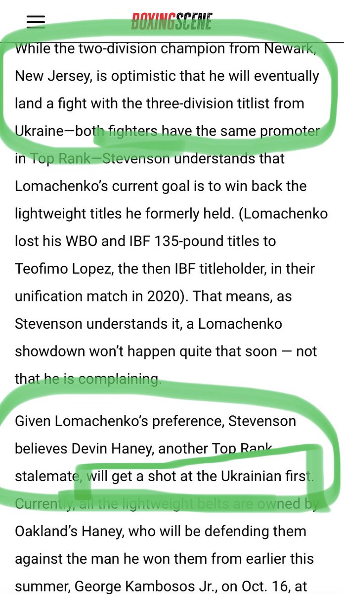The deserved Loma respect from Shakur is noted and admirable. Loma is the prize, not the belts. Haney and Shakur are both want a shot at Loma. Read the language, not a shot at the belts, a shot at Loma. A shot at legend. A shot at all time great.
