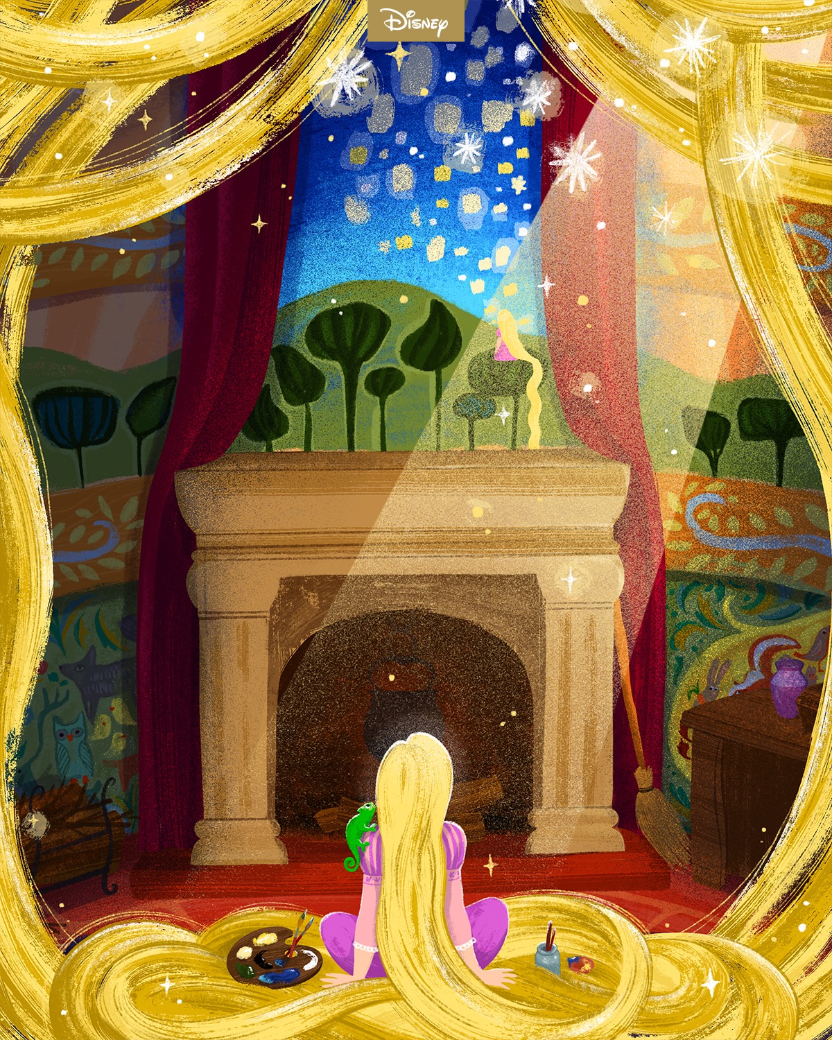 【値下】ラプンツェル アールビバン絵画(ディズニー) ディズニー絵画(ラプンツェル)アールビバン