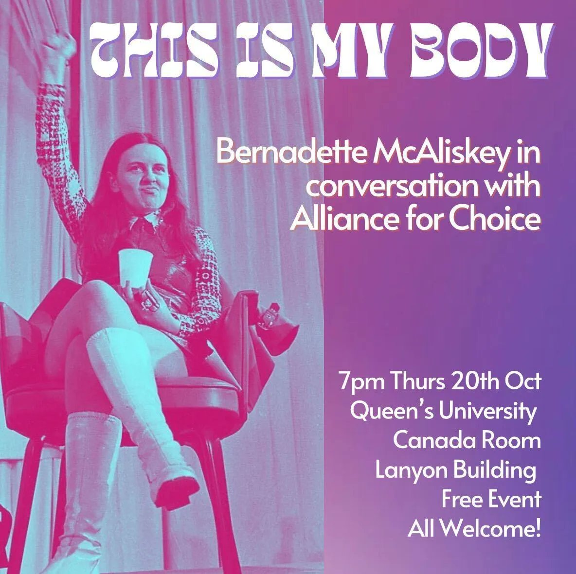 As we approach the 3rd anniversary of decriminalisation, Alliance for Choice speak to Bernadette Devlin McAliskey on the struggle against reproductive coercion &amp; what is necessary for our collective reproductive liberation. Email
alliancechoice4@gmail.com to register.