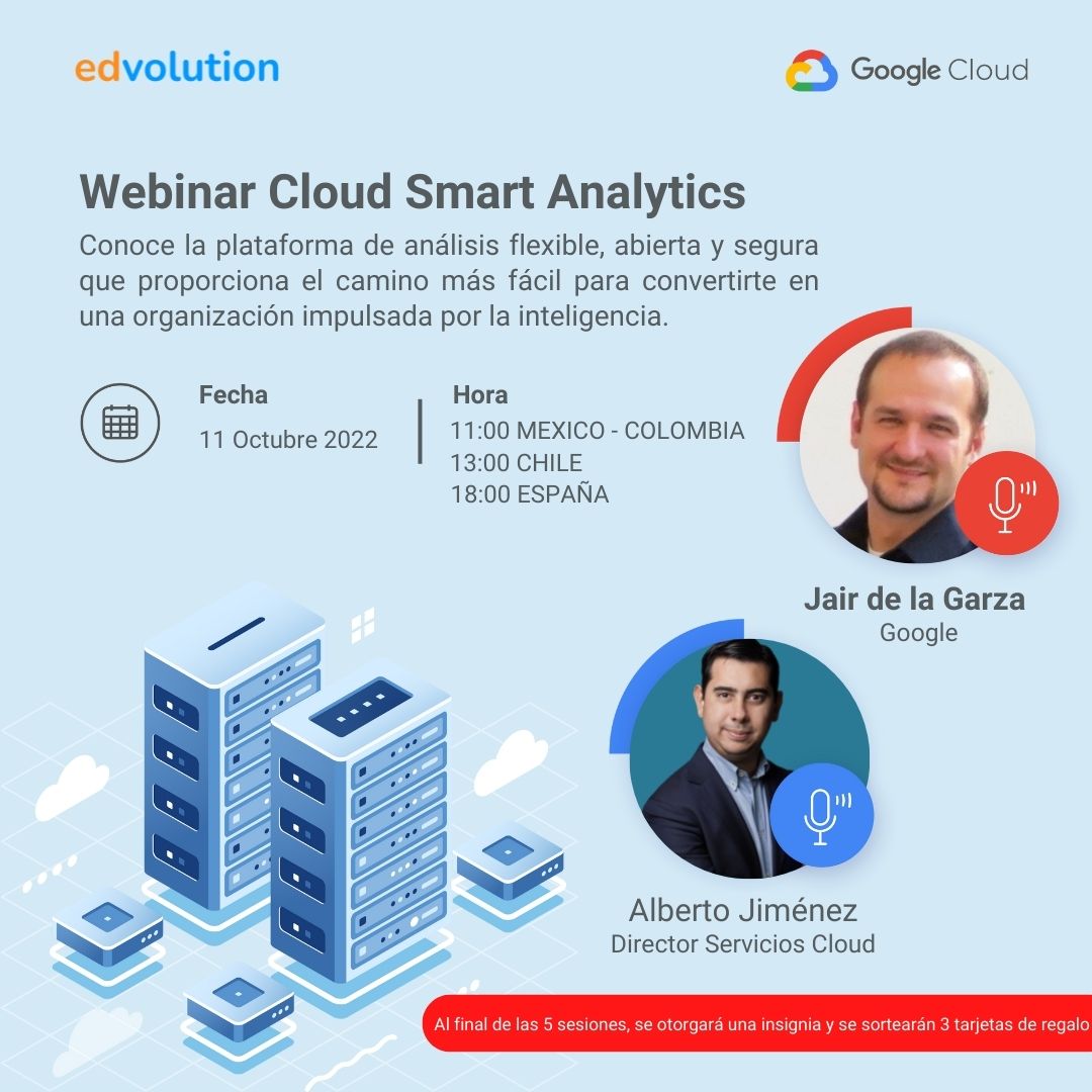 EdvolutionEs's tweet image. 🚀💡No te pierdas nuestro segundo episodio de la serie de webinarios #CloudParaTodos Cloud Smart Analyics

📌 Regístrate aquí: edvolution.app/event/cloudpar…

#GoogleCloud #Edvolution #Webinar #TransformaciónDigital