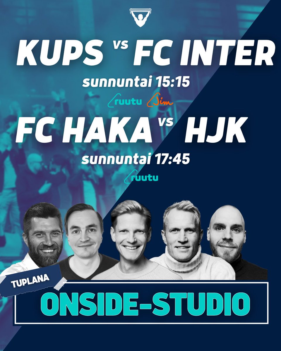 Veikkausliigan mestaruus on katkolla sunnuntaina, joten eiköhän vedetä sen kunniaksi Onside-studiokin tuplana!
✌️⚽🏆️

Ja hei, KuPS - FC Inter katsottavissa myös Jimiltä klo 15:30 alkaen!⁣
⁣
#Veikkausliiga #Onside #OnsideTuplana #Ruutu #Jim
