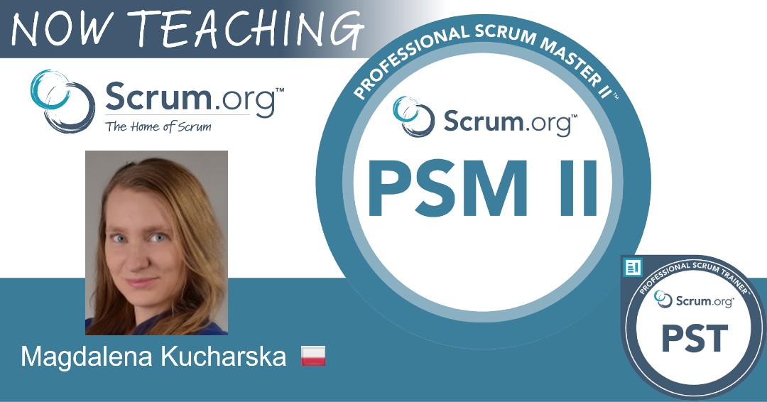 Scrumdotorg's tweet photo. Congrats to Professional Scrum Trainer Magdalena Kucharska on earning her license to teach the Professional Scrum Master II training course! Learn more about Magdalena at https://t.co/QFYfN4ZC8J #ScrumMaster #AdvancedScrumMaster https://t.co/xkzrCPKDjy