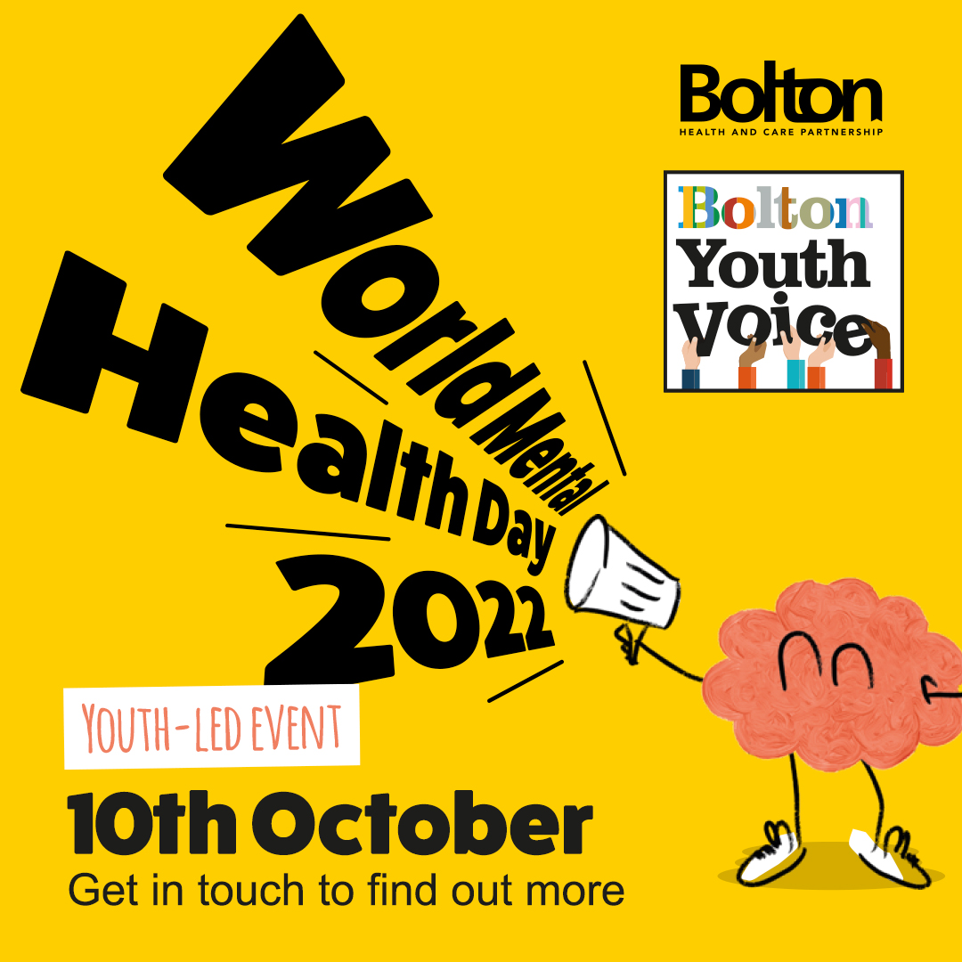 boltoncouncil's tweet photo. Calling young people in Bolton aged 11 – 25!

Explore positive mental health and wellbeing on World Mental Health Day. 
😀 14 activities
🎁 20 prizes
🍕 free food and drink

Bolton town hall, 5-8pm, Monday 10 October. 

To register, email Positive.activities@bolton.gov.uk https://t.co/8zAvzQyDPB