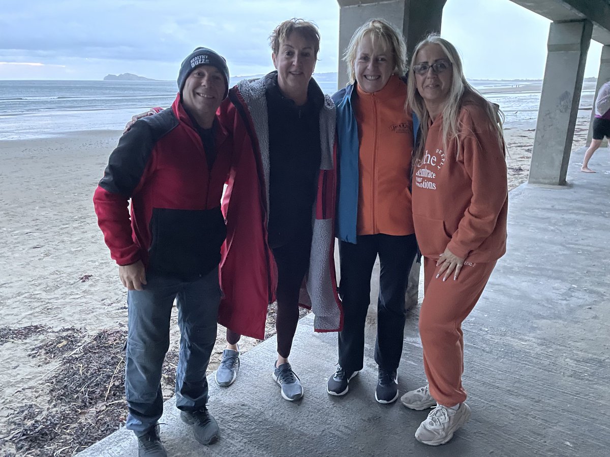 CarmelDoyle1's tweet photo. Beautiful sunrise at Portmarnock Beach with Helen always Reddy &amp; gang to support ⁦@JackandJillCF⁩ We’re planning a thrill for Jack and Jill and their sense of community, craic and can do is contagious. And thanks for the coffee Christy. Just keep swimming #CommunityMatters https://t.co/a0VmbfXVXx