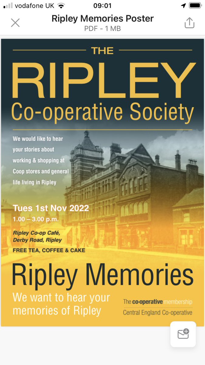 Collecting Coop memories of working or being a member of <a href="/mycoopfood/">Central Co-op Food</a> in Ripley.  Join us at the Ripley Store on 1 November 1-3 pm. Free refreshments and time to share our history.