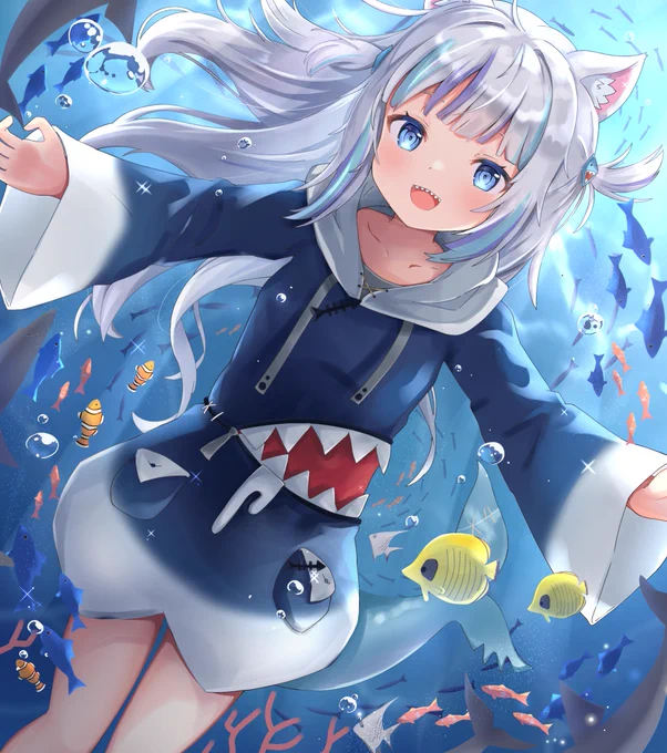 #あなたのあお色の作品を見せてください海の中のサメちゃん 