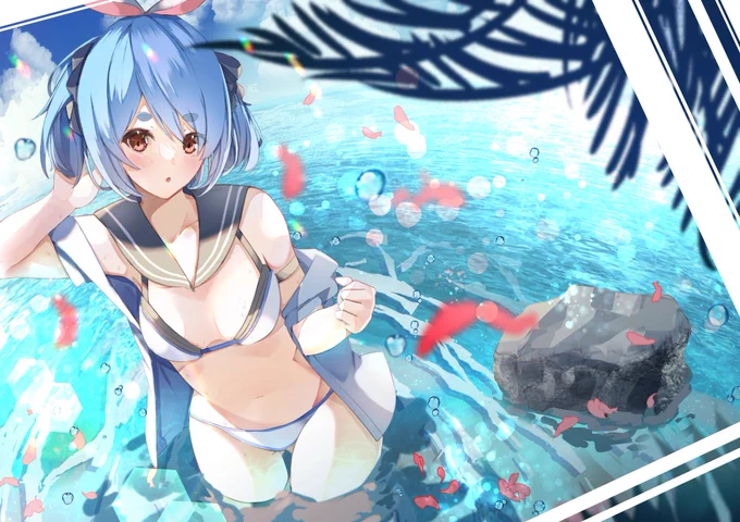 実は彩度高めで明度少し低めの濃い青が好き#あなたのあお色の作品を見せてください 