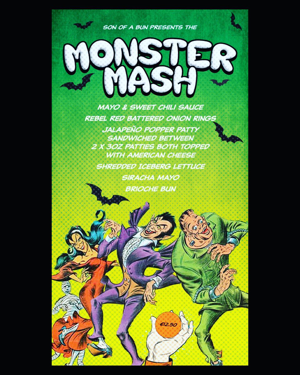 Introducing our new burger of the month..The Monster Mash, Mayo &amp; sweet chili sauce, rebel red beer battered onion rings, jalapeño popper patty sandwich between 2 x 3oz Patties both topped with American cheese, Sriracha mayo, crispy iceberg, brioche bun. Out Monday! #burger