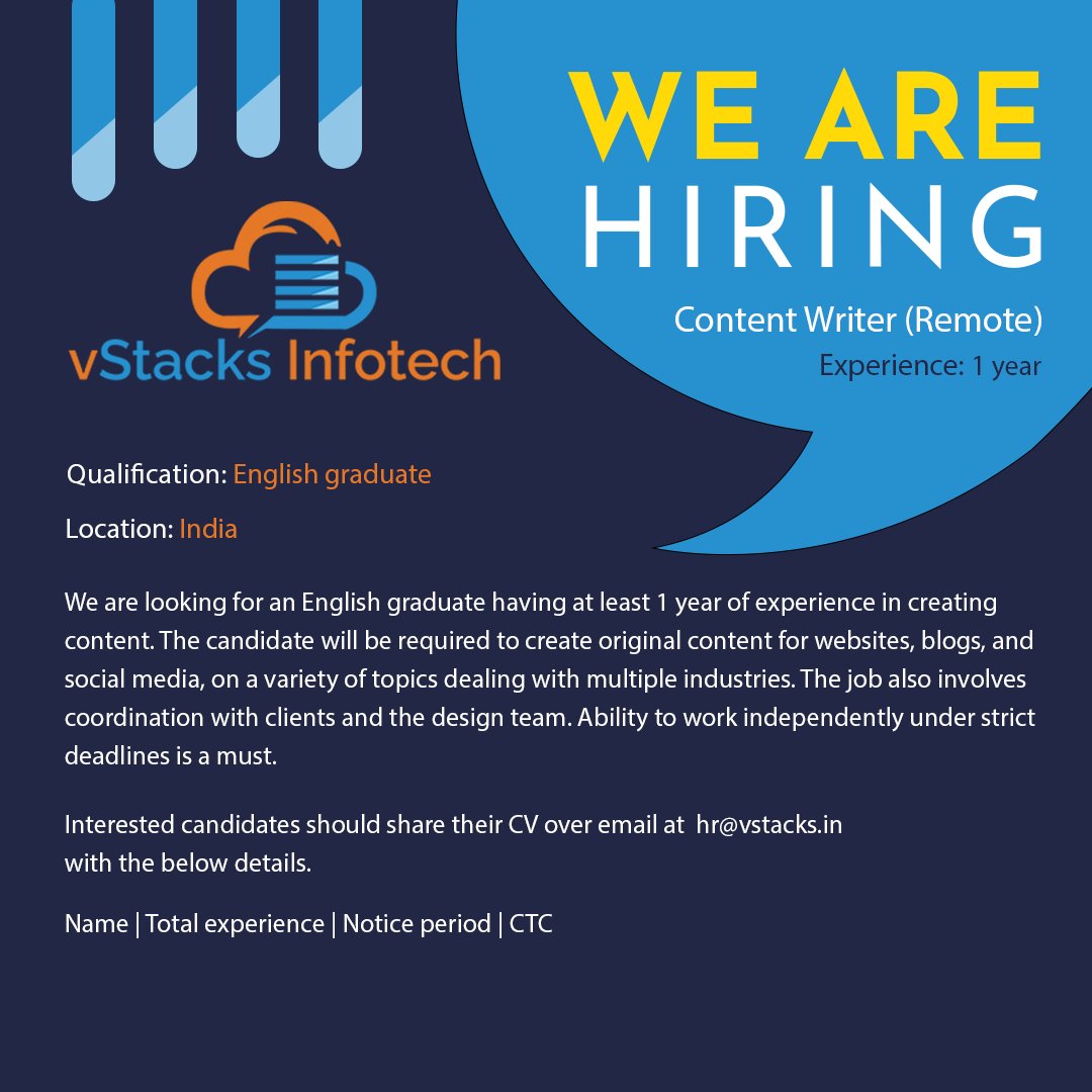 vStacksInfotech's tweet photo. #contentwriting #contentwriter #seocontent #websitecontentwriter #blogcontent #contentcreator #content #contentcreation #webcontentwriter #webcontentwriting #seowriting https://t.co/adN31WREem