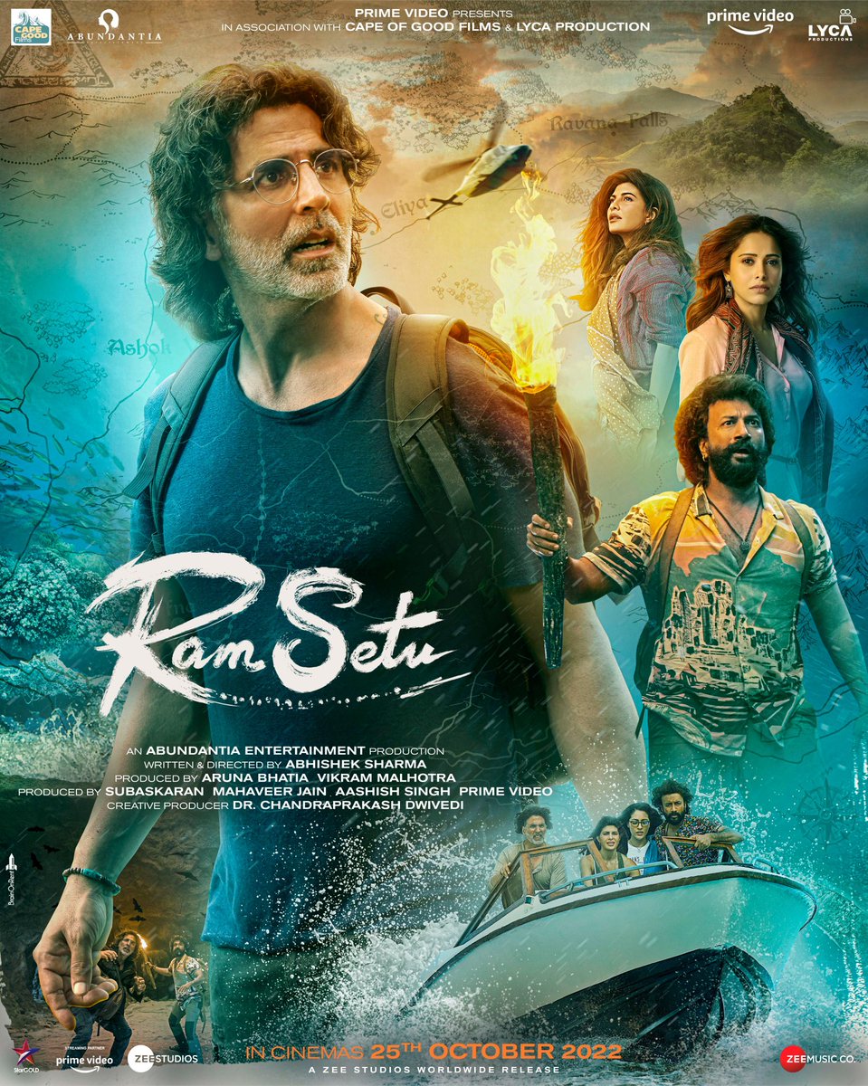RAM SETU - New Poster Out Now. #AkshayKumar launches the new poster of #RamSetu. Trailer out, October 11. Set for Diwali release.