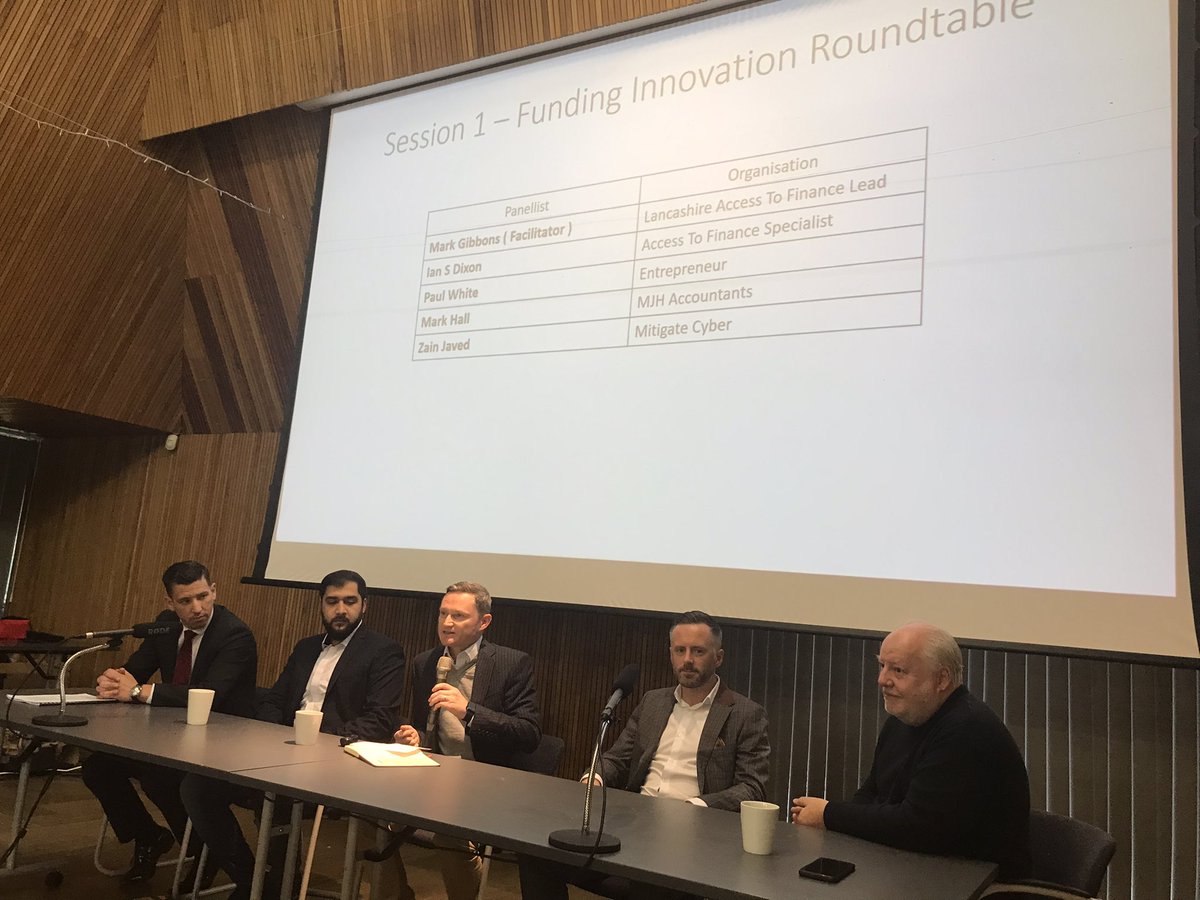 lancslep's tweet photo. First session of #LANIF festival focused on #innovation finance with @A2FLancashire @Mitigate_Cyber @BoostInfo @MJH_Accountants all looking at ways to unlock support from @innovateuk and other sources https://t.co/IyHviSoZ1O