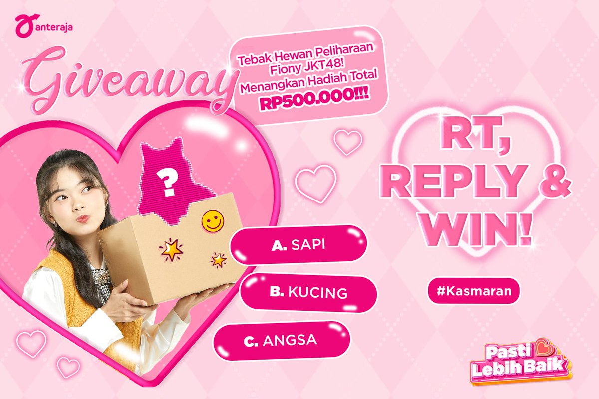 anteraja_id's tweet photo. Selain sibuk jadi idol, Fiony ternyata juga pelihara hewan gemas loh! Ada yang bisa tebak apa hewan peliharaannya?

Buat 4 orang yang bisa jawab bakalan dapet e-wallet dengan total hadiah Rp500.000!!! 

Yuk, retweet &amp; reply jawabannya!

#AnterajaXJKT48 #diAnteraja #PastiLebihBaik https://t.co/viiPXagPKw