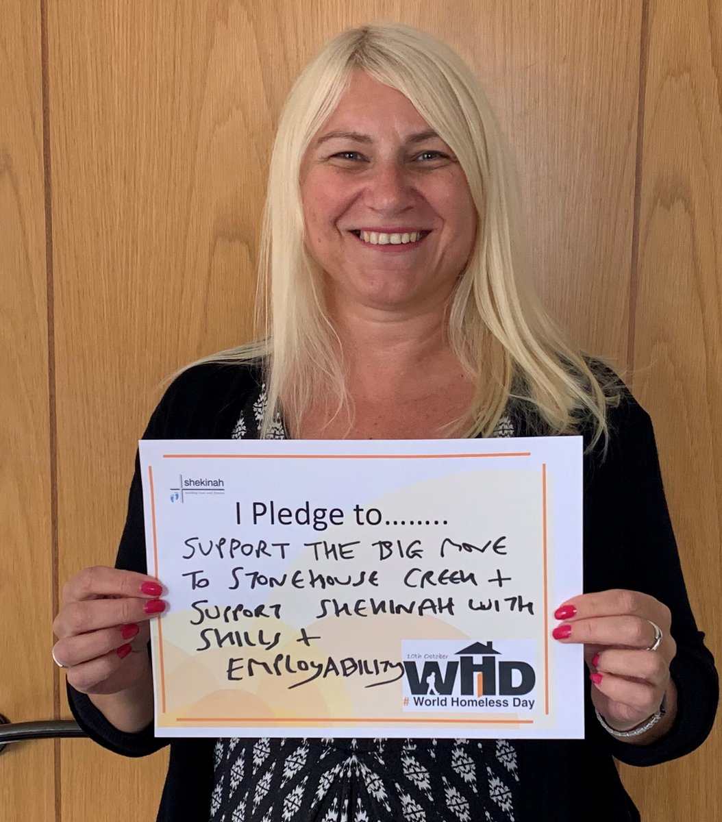 Today is World Homeless Day &amp; here at Shekinah we have pledges from our Business Friends to share with you. 

Emma from <a href="/SkillsLaunchpad/">Heart of the South West - Skills Launchpad</a> pledge:

"I pledge to support the big move to Stonehouse Creek &amp; support Shekinah with skills &amp; employability"

#WorldHomelessDay2022
