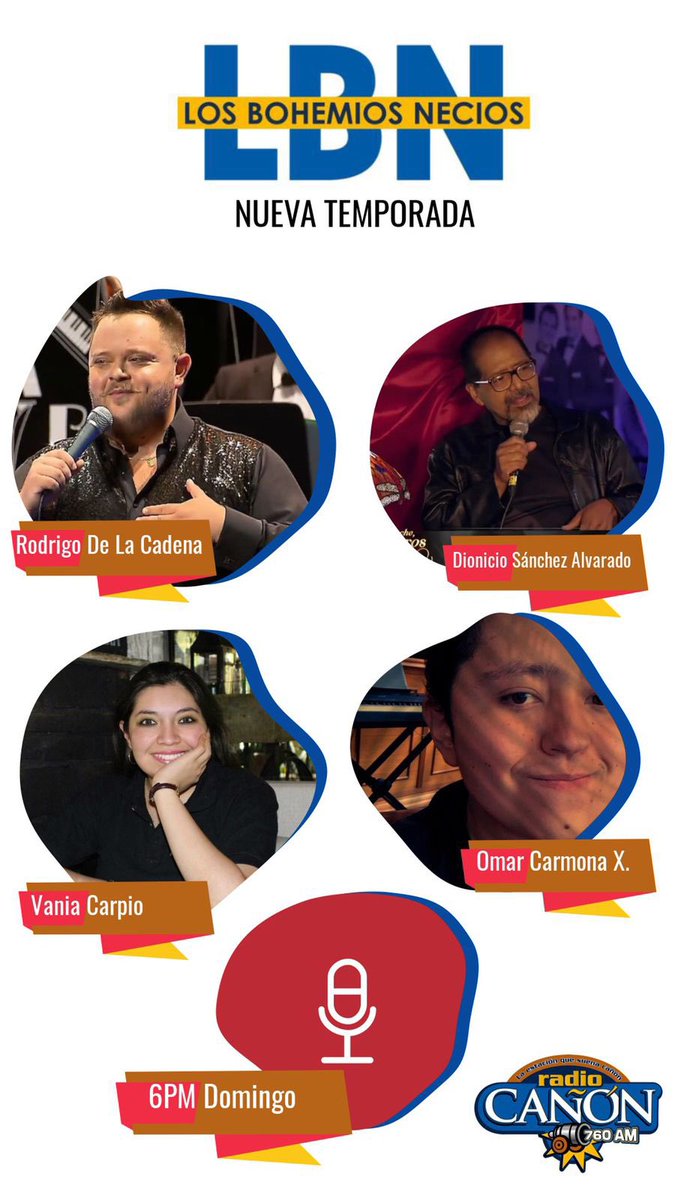 Volvemos a la radio <a href="/radiocanon760AM/">RadioCañón760AM</a> con <a href="/dioniciobohemio/">dionicio sanchez alvarado</a> <a href="/OmarCarmonaX/">Omar Carmona X</a> y un servidor a través de la nueva temporada de #LosBohemiosNecios