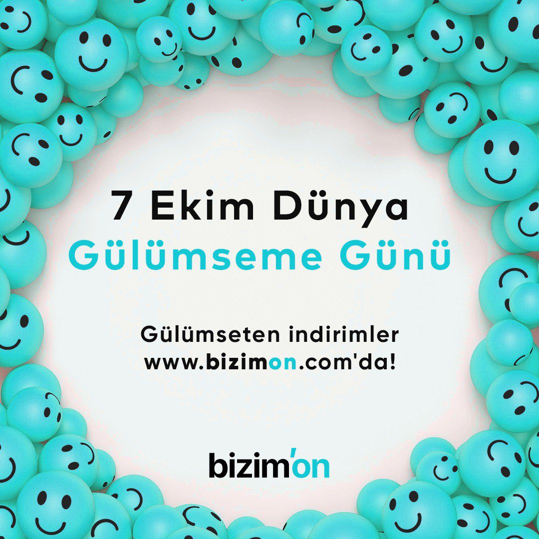Bizimoncom's tweet photo. 1 gün değil, 365 gün, seçili ürünlerde değil tüm ürünlerde gülümseten indirimlerle Bizimon #DünyaGülümsemeGünü nüzü kutlar 🙂

#bizimon #birliktenindirimdoğar https://t.co/wjjPf07vAR