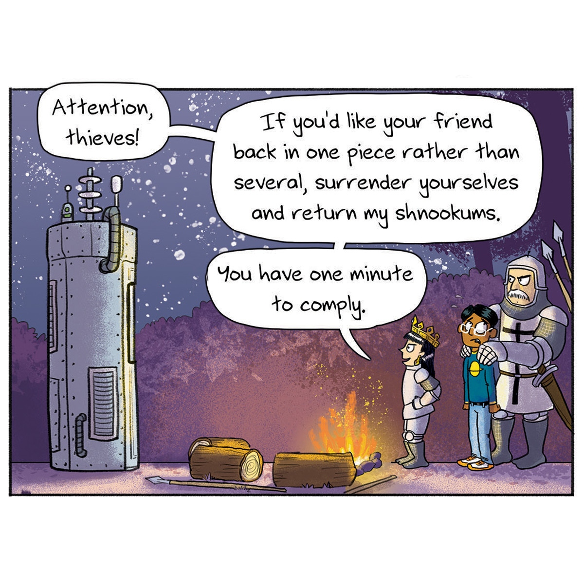 Jamesfoleybooks's tweet photo. Here's another snippet from SALLYMANDER, the comic I've got in this year's @TheSchoolMag. ⁠
⁠
Surely Sally and Charli have a plan to save Rav ... right?
⁠
@fremantlepress #STinkerInc #Sallymander #SallyTinker https://t.co/7fn1TykoQd