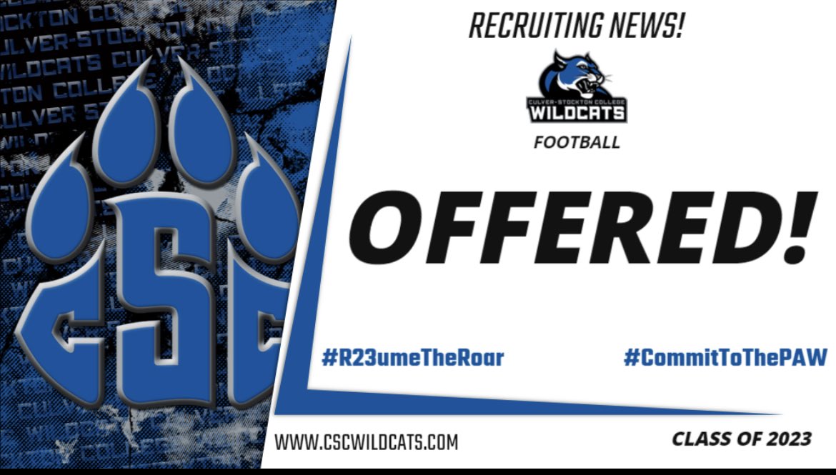 Extremely Grateful to have received an offer from Culver Stockton College!!!