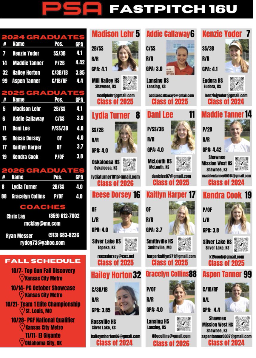 PSAFastpitch16U's tweet photo. @PSAFastpitch16U @TopGunEvents #FallDiscovery schedule! Come see some of the best 24/25/26’s in KC. @KStokes10 @BrendaHoladay @EilertJeremy @CoachFullerPitt @coachphunt @ahuddles24 https://t.co/3zu08p4Wph