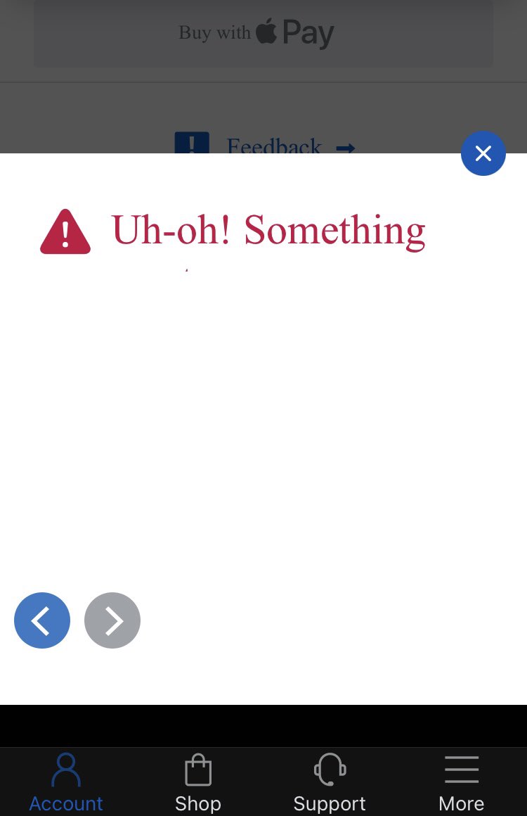 jgillow's tweet photo. Trying to use Apple Pay with the @ATT mobile app was a disaster. Pending charges show up on the credit card but, yeah… Uh-oh Something indeed. https://t.co/h8PZic2H3s