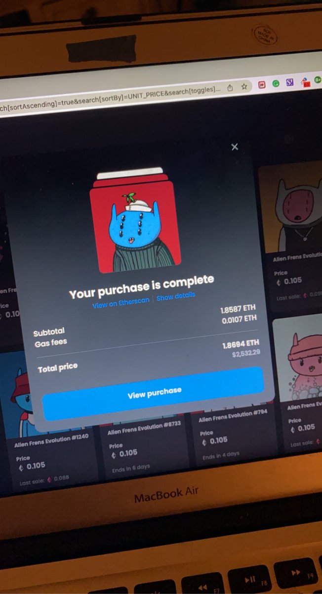 Just swept 20 AFE because I’m bullish AF on <a href="/alienfrens/">alien frens</a> and Fren Coin. #alienfrens 🔥