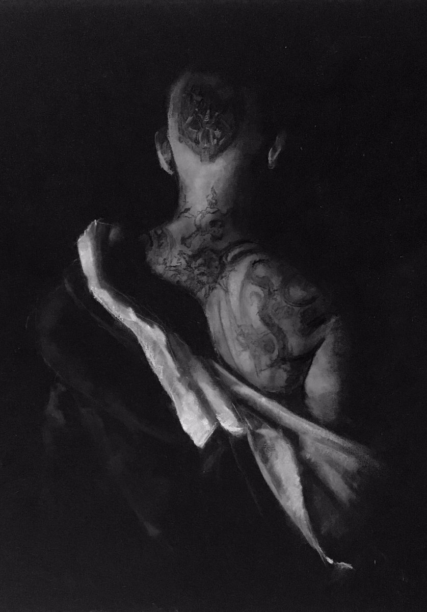tailinart's tweet photo. 6/30 daily drawing. Pastel on paper, 11x8.5” thanks to the model @DarkzenNyc https://t.co/Y8hJ3vGMmM