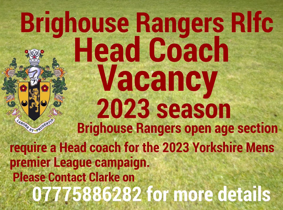 BrigRangersRLFC's tweet photo. Brighouse Rangers ARLFC Open Age require a new head coach . With some of the best facilities in Yorkshire. Can you take the club to the next level ? https://t.co/QnsGURUc5L