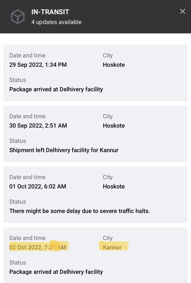 rineshpk's tweet photo. @help_delhivery Still no updates https://t.co/iY2pWO2phx