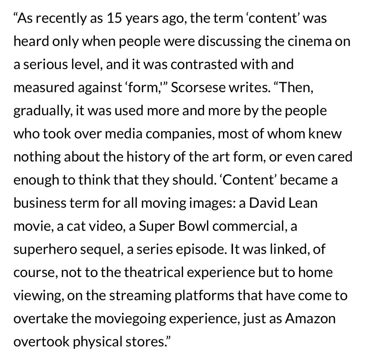 filmdaze's tweet photo. Martin Scorsese was right about the current state of streaming and "content" https://t.co/FMWYvFJIbD