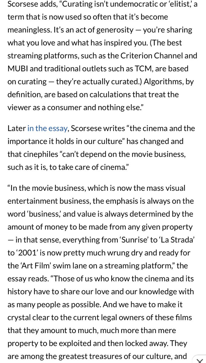 filmdaze's tweet photo. Martin Scorsese was right about the current state of streaming and "content" https://t.co/FMWYvFJIbD