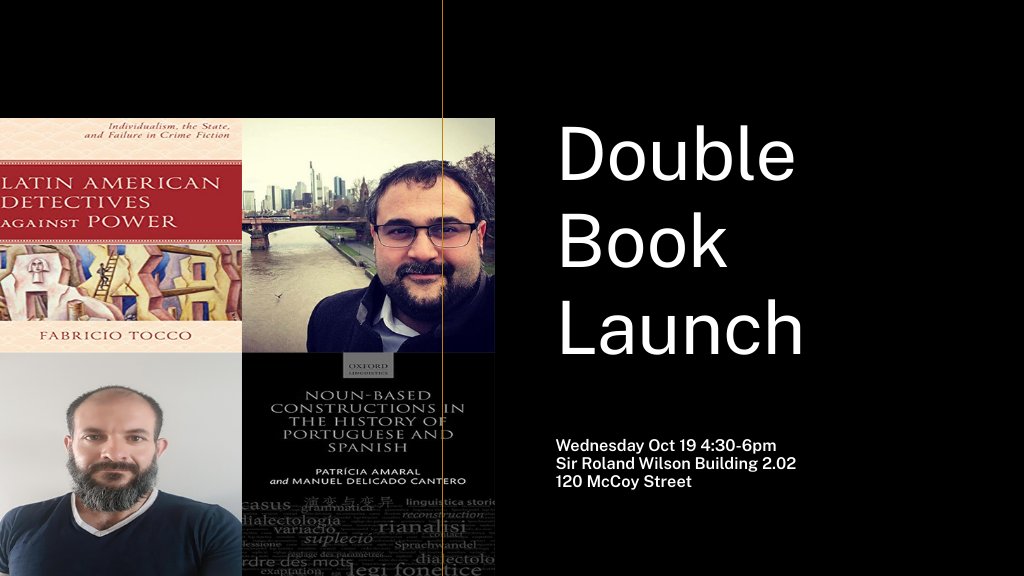 ANU SLLL (@anuslll) on Twitter photo We invite you to jpin an SLLL double book launch!! Lecturers in Spanish <a href="/FabricioTocco/">Fabricio Tocco 💚🧡</a> & Manuel Delicado (<a href="/mdelcan/">Manuel Delicado Cantero</a>) will be launching their new works in tow, on Oct 19th at the Sir Roland Wilson Building Theatrette 📚🇪🇸 <a href="/AnuSpanish/">ANU Spanish</a> <a href="/TRN_ANU/">@TRN_ANU</a> <a href="/LinguisticsANU/">Linguistics ANU</a> We invite you to jpin an SLLL double book launch!! Lecturers in Spanish <a href="/FabricioTocco/">Fabricio Tocco 💚🧡</a> & Manuel Delicado (<a href="/mdelcan/">Manuel Delicado Cantero</a>) will be launching their new works in tow, on Oct 19th at the Sir Roland Wilson Building Theatrette 📚🇪🇸 <a href="/AnuSpanish/">ANU Spanish</a> <a href="/TRN_ANU/">@TRN_ANU</a> <a href="/LinguisticsANU/">Linguistics ANU</a>