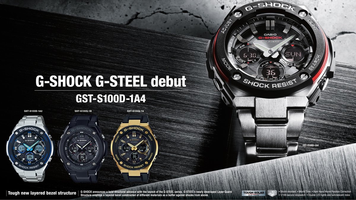 javyscasio's tweet photo. G-SHOCK G-STEEL 
The GST-S100 model features a tough, quality design molded of resin. 
• Layer guard structure
• Tough Solar
• Hand shift feature
• Double LED light 

#G_SHOCK #G_STEEL #GSTS100 #Layerguardstructure #ToughSolar #Handshift #DoubleLED https://t.co/MI95dNKg78
