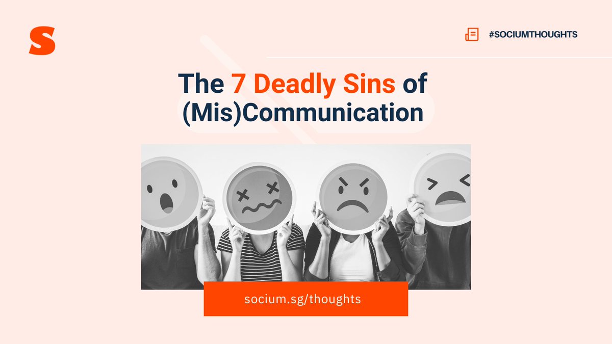 SociumComms's tweet photo. How can you #communicate with others in an unbiased and #authentic way? Start by steering clear of the 7 deadly #sins of #miscommunication — more in our latest #SociumThoughts: https://t.co/VR5gZRf8am

#Socium #CorporateCommunications #StrategicCommunications #Communications https://t.co/SeZysgBg1M