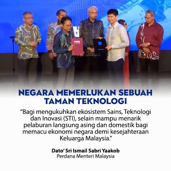Negara Memerlukan Sebuah Taman Teknologi untuk tujuan mengukukhkan ekosisyem Sains, Teknologi dan Inovasi (STI) dan dapat menaril pelabir asing serta domestik untuk melabur dan meningkatkan lagi ekonomi negara..

#KeluargaMalaysia
#ismailsabri