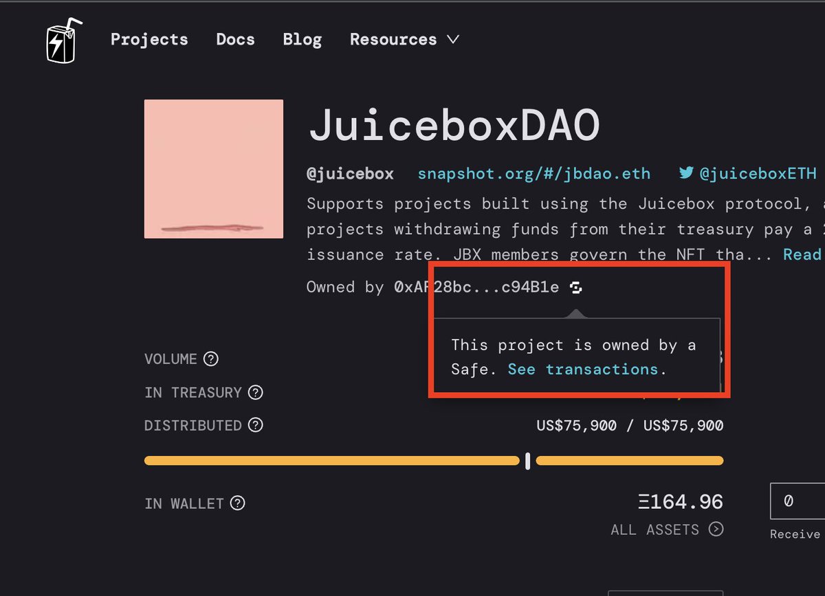 JohnnyD_eth's tweet photo. @juiceboxETH X @safe integration now live! Projects owned by Safes can view all their transactions at `/safe`. Supports rich previews of Juicebox-specific transactions such a reconfiguring funding cycles. https://t.co/YM8OcPANRX https://t.co/Mx5PTd9c6o