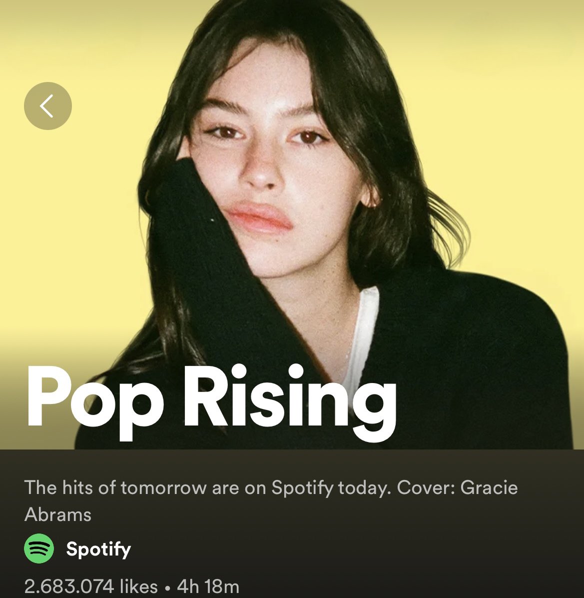 GRAClENATION's tweet image. Gracie is the cover of Spotify's Pop Rising Playlist.