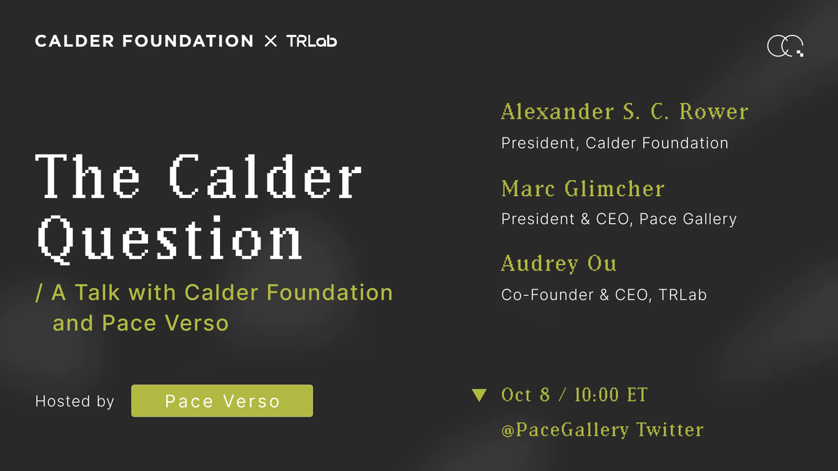 Join us for a talk with Alexander S. C. Rower, President of <a href="/calderfdn/">Calder Foundation</a>, and Marc Glimcher, President and CEO of <a href="/PaceGallery/">Pace Gallery</a>. 

Oct 8, 10am ET.

Like, RT, and Tag 3 friends for a chance to get Early Edge (grants you priority access and exclusive benefits) to #TheCalderQuestion!