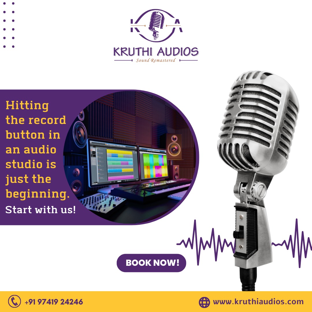 KruthiAudios's tweet photo. Hitting the record button in an audio studio is just the beginning.
Start with us, we've the latest in audio recording technology &amp; our experienced staff will make sure your recordings sound just the way you want them.
For queries connect with us at +91 97419 24246 #KruthiAudios https://t.co/JU6HNA3Ocn