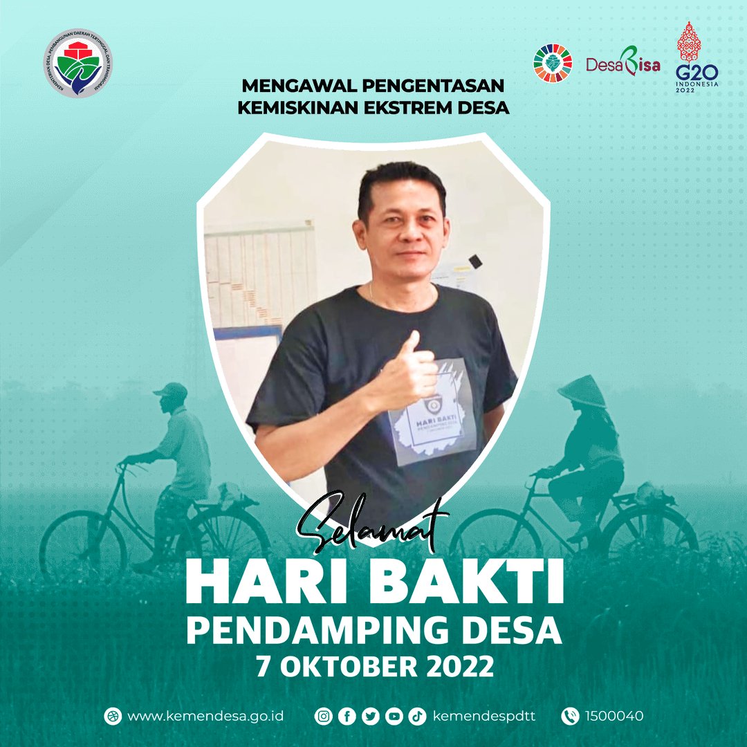 Meningkatkan prakarsa, kesadaran, dan partisipasi masyarakat desa dalam pembangunan desa
#HariBaktiPendampingDesa
<a href="/jokowi/">Joko Widodo</a> 
<a href="/halimiskandarnu/">ABDUL HALIM ISKANDAR</a>
@Kemendespdtt
<a href="/malik_haramain/">malikharamain</a>
<a href="/imansyukri/">Iman Sukri</a>
<a href="/taufikmadjid71/">IG : taufik.madjid</a>
@yusradaridesa 
<a href="/azzameldzikrie/">#SantriIndonesia</a> 
<a href="/tppkemendes/">TPP KEMENDES</a> 
<a href="/P3MDKalteng/">P3MD PROV KALTENG</a>
<a href="/P3MDBarsel/">P3MD BARSEL KALTENG</a>