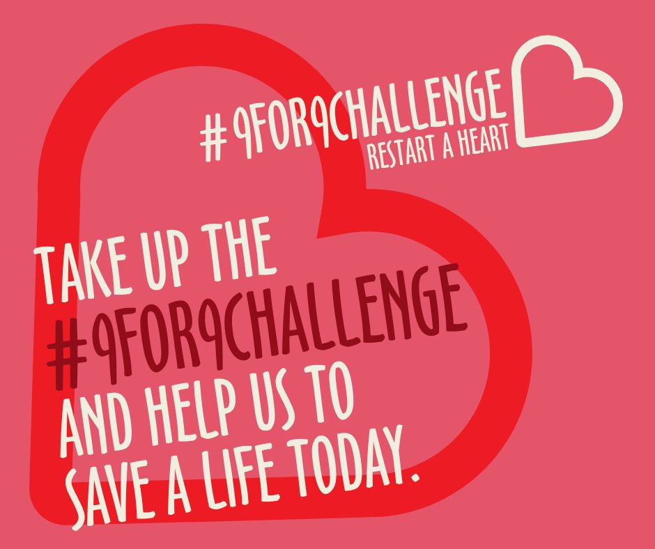 RestartHeartDay's tweet photo. We've loved seeing your #9for9challenge videos across our socials ❤️
Thank you for helping us inform and educate on about out-of-hospital cardiac arrest.
Have the 9 friends you tagged taken up the #9for9challenge yet?
#RestartAHeart #CallPushShock https://t.co/YRFDMSJGFU