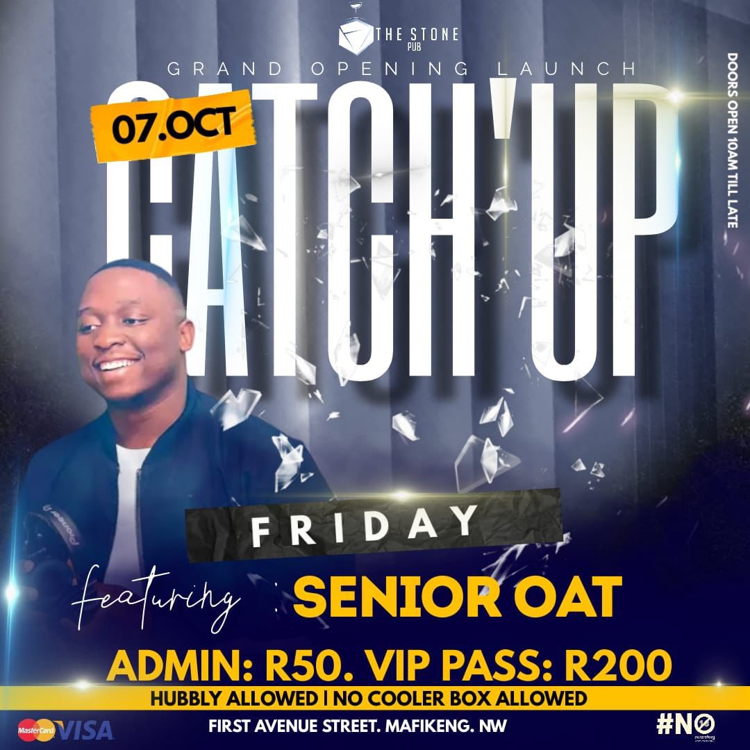 TrendyM_'s tweet photo. Mahikeng party people get your dancing shoes on because it’s #TheStoneGrandOpening weekend & today we’re #CatchinUp. Come through & groove with us, it’s gonna be a JUMP !!!!! https://t.co/4bC4H1gd3E