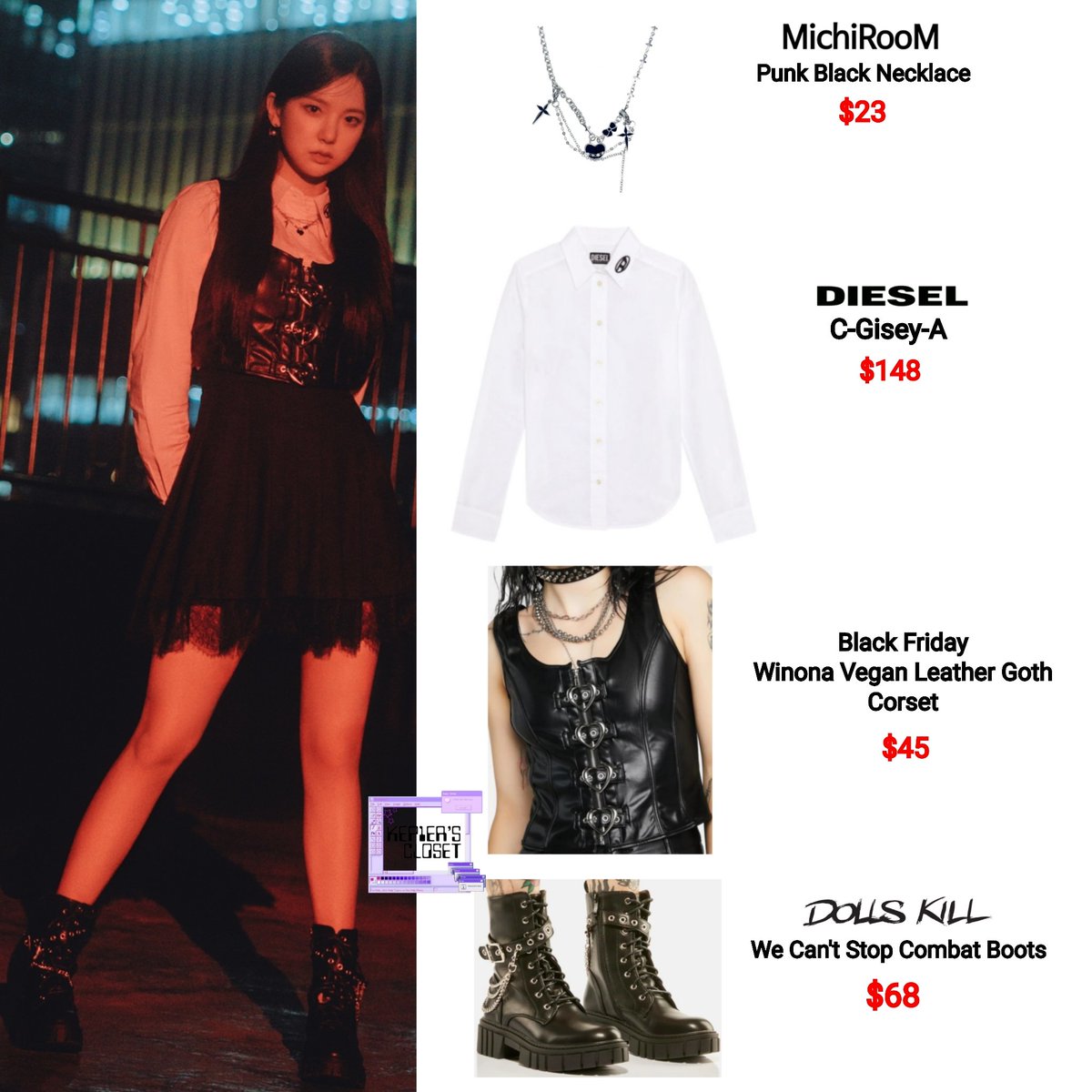 Kep1ersCloset's tweet photo. {Kep1er Concept Photo | Midnight}

#Yujin in #MichiRooM $23 #Diesel $148 #BlackFriday $45 &amp; #DollsKill $68

#Choi_Yujin #ChoiYujin #Kep1er #Kep1erFashion #WeFresh #Troubleshooter #Kep1ian #Kep1UP #DOUBLAST #SugarRush #FirstImpact #Kpop #KpopFashion https://t.co/Q2DyxnlVDP