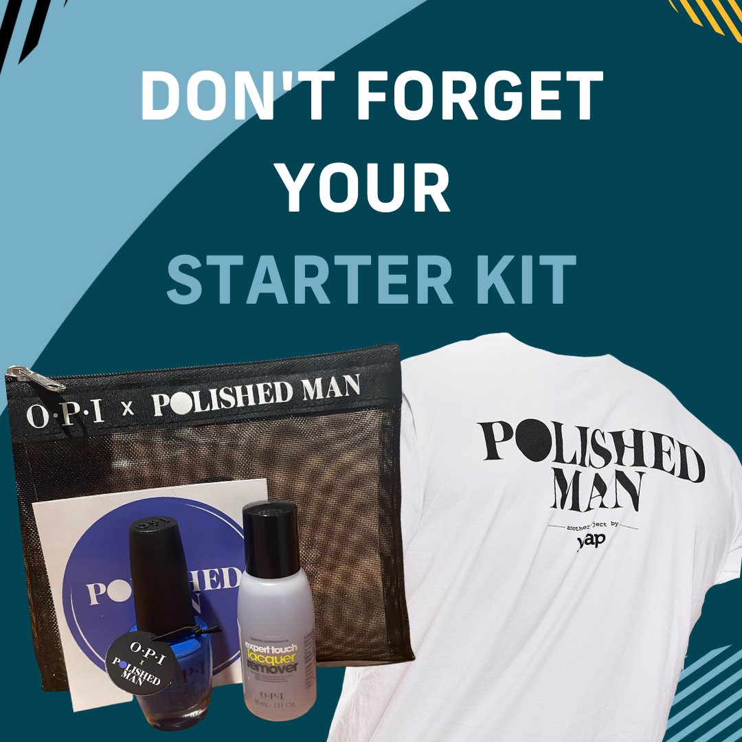 polished_man's tweet photo. There's still time to sign up for Polished Man 2022! SIGN UP BONUS - when you sign up &amp; self-donate $50 or more you can opt-in to get a Polished Man Starter Kit which includes a Polished Man t-shirt and OPI x Polished man mesh bag, blue polish and remover. https://t.co/sIJ2QPFxLf https://t.co/374cZzUAed
