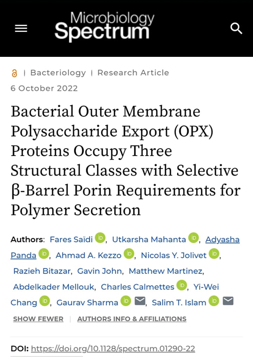 sharmaG30's tweet photo. Come &amp; explore our super-interesting collaborative work with @IslaMyxoLab (@inrsciences) on the #polysaccharide export mechanism published in @JournalSpectrum @ASMicrobiology.
Article:https://t.co/49fGlO0tWe
👇See @IslaMyxoLab's Thread👇 https://t.co/veENmgk2cK