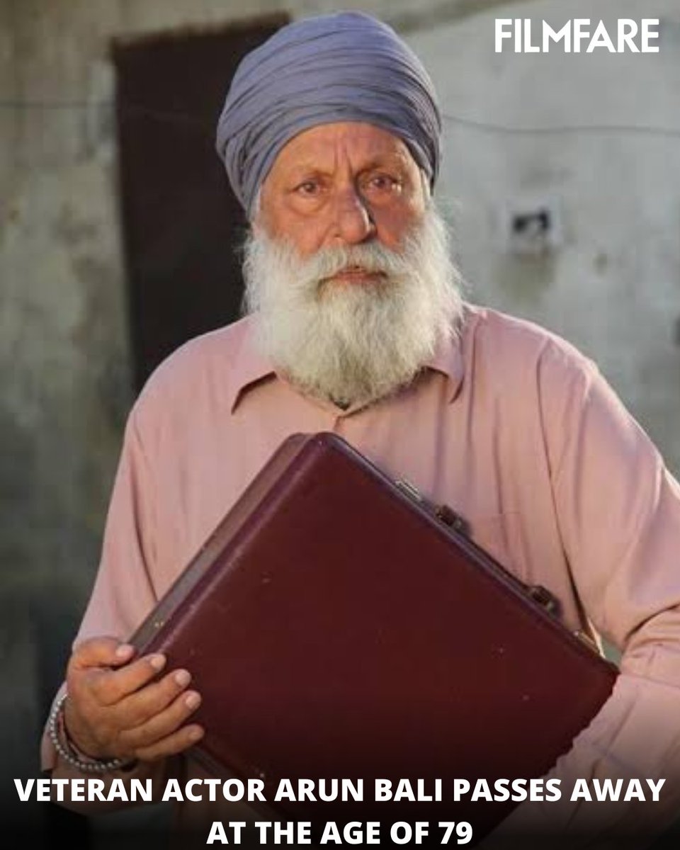 filmfare's tweet photo. Veteran actor #ArunBali, best known for his work in films including #3Idiots, #Panipat and #LaalSinghChaddha died on Friday morning at his home in Mumbai. Our heartfelt condolences to his family and loved ones in this time of grief. May he rest in peace. https://t.co/vjPcXW5nCg